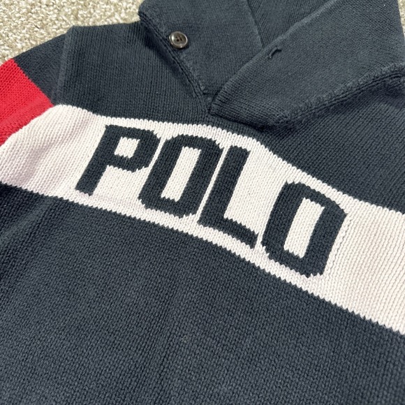 Polo Ralph Lauren Shawl Collar Sweater Spell out Kids Size 5 - Picture 2 of 12